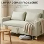 Sofá de 2 Plazas Tapizado en Lino Sintético con Espacio de Almacenaje 2 Almohadas y Patas de Madera 135x71x84 cm Beige