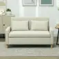 Sofá de 2 Plazas Tapizado en Lino Sintético con Espacio de Almacenaje 2 Almohadas y Patas de Madera 135x71x84 cm Beige