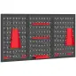 3 Paneles de Herramientas de Pared 28 Piezas cada panel 60x40 cm con Ganchos y Estantes Negro y Rojo