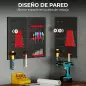 3 Paneles de Herramientas de Pared 28 Piezas cada panel 60x40 cm con Ganchos y Estantes Negro y Rojo