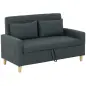 Sofá de 2 Plazas Tapizado en Lino Sintético con Espacio de Almacenaje 2 Almohadas y Patas de Madera 135x71x84 cm Gris
