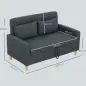 Sofá de 2 Plazas Tapizado en Lino Sintético con Espacio de Almacenaje 2 Almohadas y Patas de Madera 135x71x84 cm Gris