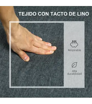Sofá de 2 Plazas Tapizado en Lino Sintético con Espacio de Almacenaje 2 Almohadas y Patas de Madera 135x71x84 cm Gris