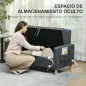 Sofá de 2 Plazas Tapizado en Lino Sintético con Espacio de Almacenaje 2 Almohadas y Patas de Madera 135x71x84 cm Gris