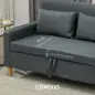 Sofá de 2 Plazas Tapizado en Lino Sintético con Espacio de Almacenaje 2 Almohadas y Patas de Madera 135x71x84 cm Gris
