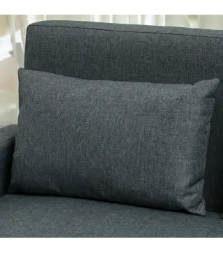 Sofá de 2 Plazas Tapizado en Lino Sintético con Espacio de Almacenaje 2 Almohadas y Patas de Madera 135x71x84 cm Gris