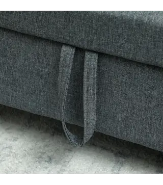 Sofá de 2 Plazas Tapizado en Lino Sintético con Espacio de Almacenaje 2 Almohadas y Patas de Madera 135x71x84 cm Gris
