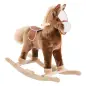 Caballo de Juguete para Niños de +3 Años con Asas Marco de Metal y Base de Madera Carga 40 kg 74x33x62 cm Marrón