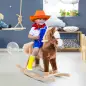 Caballo de Juguete para Niños de +3 Años con Asas Marco de Metal y Base de Madera Carga 40 kg 74x33x62 cm Marrón