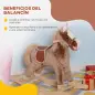 Caballo de Juguete para Niños de +3 Años con Asas Marco de Metal y Base de Madera Carga 40 kg 74x33x62 cm Marrón