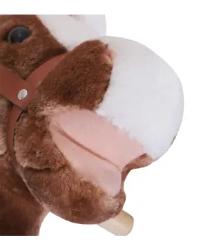 Caballo de Juguete para Niños de +3 Años con Asas Marco de Metal y Base de Madera Carga 40 kg 74x33x62 cm Marrón