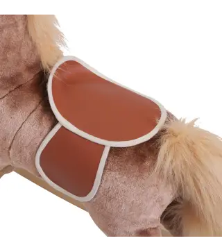 Caballo de Juguete para Niños de +3 Años con Asas Marco de Metal y Base de Madera Carga 40 kg 74x33x62 cm Marrón