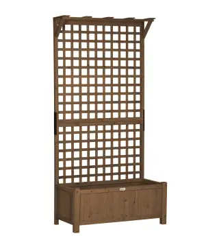 Jardinera con Celosía de Madera para Enredaderas Cultivo de Plantas para Patio Terraza 90x45x183 cm Marrón