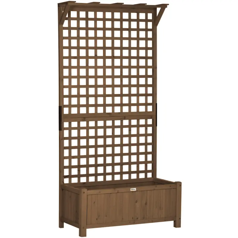 Jardinera con Celosía de Madera para Enredaderas Cultivo de Plantas para Patio Terraza 90x45x183 cm Marrón