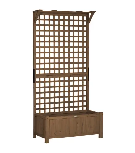 Jardinera con Celosía de Madera para Enredaderas Cultivo de Plantas para Patio Terraza 90x45x183 cm Marrón