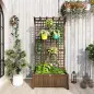 Jardinera con Celosía de Madera para Enredaderas Cultivo de Plantas para Patio Terraza 90x45x183 cm Marrón