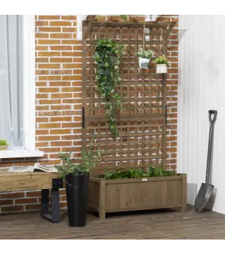 Jardinera con Celosía de Madera para Enredaderas Cultivo de Plantas para Patio Terraza 90x45x183 cm Marrón