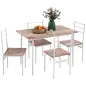 Conjunto de Comedor 5 Piezas Juego de 1 Mesa y 4 Sillas con Pies Acero para Cocina 110x70x75 cm Madera Natural y Blanco Conjunto de Comedor 5 Piezas Juego de 1 Mesa y 4 Sillas con Pies Acero para Cocina 110x70x75 cm Madera Natural y Blanco