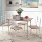 Conjunto de Comedor 5 Piezas Juego de 1 Mesa y 4 Sillas con Pies Acero para Cocina 110x70x75 cm Madera Natural y Blanco Conjunto de Comedor 5 Piezas Juego de 1 Mesa y 4 Sillas con Pies Acero para Cocina 110x70x75 cm Madera Natural y Blanco