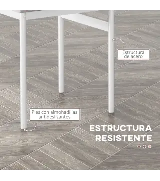Conjunto de Comedor 5 Piezas Juego de 1 Mesa y 4 Sillas con Pies Acero para Cocina 110x70x75 cm Madera Natural y Blanco