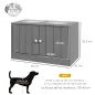 Comedero Elevado para Perros Grandes con 2 Cuencos de 2000ml y Almacenamiento Oculto 60x30x35,5 cm Gris