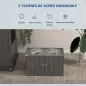 Comedero Elevado para Perros Grandes con 2 Cuencos de 2000ml y Almacenamiento Oculto 60x30x35,5 cm Gris