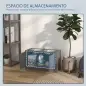 Comedero Elevado para Perros Grandes con 2 Cuencos de 2000ml y Almacenamiento Oculto 60x30x35,5 cm Gris