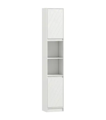 Columna de Baño Estrecha con 2 Puertas y 2 Estantes Abiertos para Espacios Pequeños 30x24x170 cm Blanco
