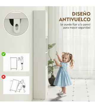 Columna de Baño Estrecha con 2 Puertas y 2 Estantes Abiertos para Espacios Pequeños 30x24x170 cm Blanco