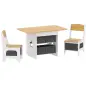 Mesa Infantil con 2 Sillas con 6 Cajones de Tela Diseño Estrellas para Niños y Niñas de 3-8 Años Natural