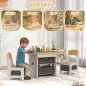 Mesa Infantil con 2 Sillas con 6 Cajones de Tela Diseño Estrellas para Niños y Niñas de 3-8 Años Natural