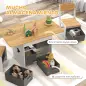 Mesa Infantil con 2 Sillas con 6 Cajones de Tela Diseño Estrellas para Niños y Niñas de 3-8 Años Natural