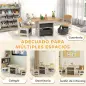 Mesa Infantil con 2 Sillas con 6 Cajones de Tela Diseño Estrellas para Niños y Niñas de 3-8 Años Natural