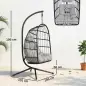 Silla Colgante Huevo con Soporte Cesta Plegable Cojín Reposacabezas Altura Ajustable y Cuerda Carga 120 kg Gris Claro
