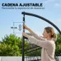Silla Colgante Huevo con Soporte Cesta Plegable Cojín Reposacabezas Altura Ajustable y Cuerda Carga 120 kg Gris Claro