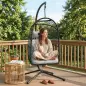 Silla Colgante Huevo con Soporte Cesta Plegable Cojín Reposacabezas Altura Ajustable y Cuerda Carga 120 kg Gris Claro