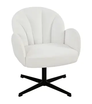 Sillón de Salón Giratorio Butaca de Salón Tapizada Terciopelo con Respaldo en Forma de Concha Cojín con Resortes Crema