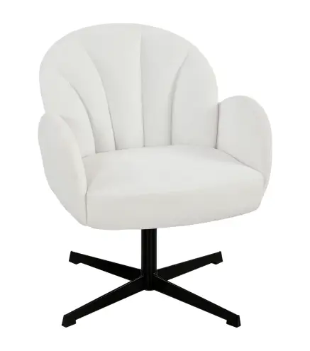 Sillón de Salón Giratorio Butaca de Salón Tapizada Terciopelo con Respaldo en Forma de Concha Cojín con Resortes Crema