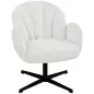 Sillón de Salón Giratorio Butaca de Salón Tapizada Terciopelo con Respaldo en Forma de Concha Cojín con Resortes Crema Sillón de Salón Giratorio Butaca de Salón Tapizada Terciopelo con Respaldo en Forma de Concha Cojín con Resortes Crema
