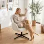 Sillón de Salón Giratorio Butaca de Salón Tapizada Terciopelo con Respaldo en Forma de Concha Cojín con Resortes Crema Sillón de Salón Giratorio Butaca de Salón Tapizada Terciopelo con Respaldo en Forma de Concha Cojín con Resortes Crema
