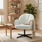 Sillón de Salón Giratorio Butaca de Salón Tapizada Terciopelo con Respaldo en Forma de Concha Cojín con Resortes Crema Sillón de Salón Giratorio Butaca de Salón Tapizada Terciopelo con Respaldo en Forma de Concha Cojín con Resortes Crema