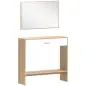 Recibidor de Entrada con Espejo Cajón y Estante Mueble de Recibidor para Pasillo 91,5x27,9x85,5 cm Roble