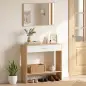 Recibidor de Entrada con Espejo Cajón y Estante Mueble de Recibidor para Pasillo 91,5x27,9x85,5 cm Roble