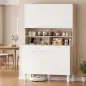 Alacena de Cocina Alta con 6 Puertas y Gran Cajón Estantes Encimera Amplia para Microondas 120x40x175 cm Blanco