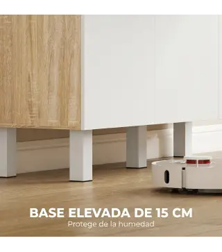 Alacena de Cocina Alta con 6 Puertas y Gran Cajón Estantes Encimera Amplia para Microondas 120x40x175 cm Blanco