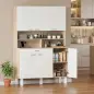Alacena de Cocina Alta con 6 Puertas y Gran Cajón Estantes Encimera Amplia para Microondas 120x40x175 cm Blanco