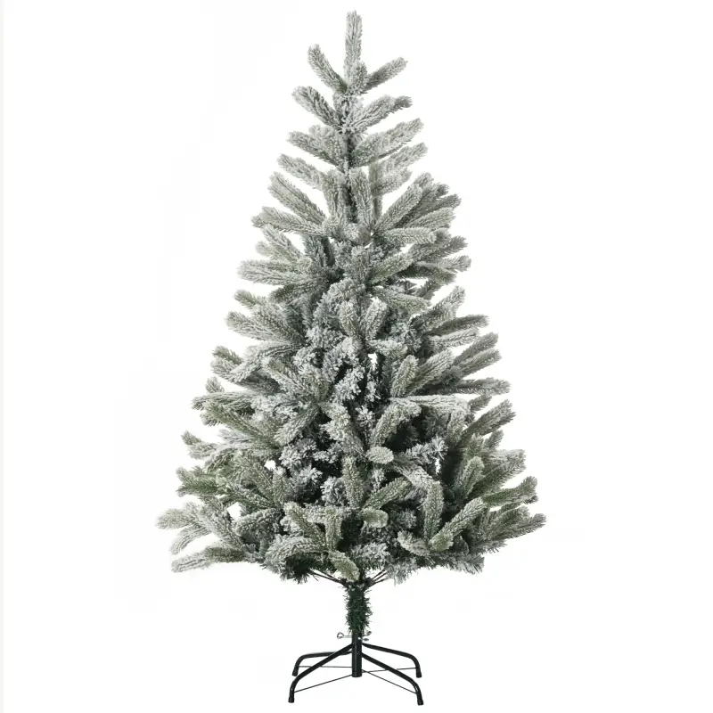 Árbol de Navidad Nevado Artificial 150 cm con 521 Ramas PVC y PE Base Plegable y Soporte de Metal Verde y Blanco Árbol de Navidad Nevado Artificial 150 cm con 521 Ramas PVC y PE Base Plegable y Soporte de Metal Verde y Blanco