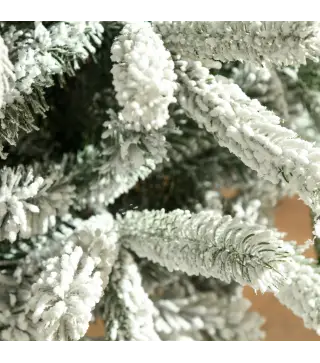 Árbol de Navidad Nevado Artificial 150 cm con 521 Ramas PVC y PE Base Plegable y Soporte de Metal Verde y Blanco