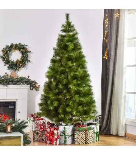 Árbol de Navidad 210cm, Artificial Árbol de Pino, Decoración Navideña, con Soporte Metálico, 505 Ramas con Puntas Acentuadas en