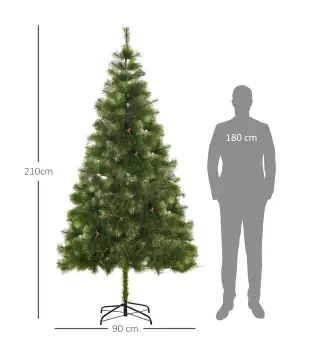 Árbol de Navidad 210cm, Artificial Árbol de Pino, Decoración Navideña, con Soporte Metálico, 505 Ramas con Puntas Acentuadas en